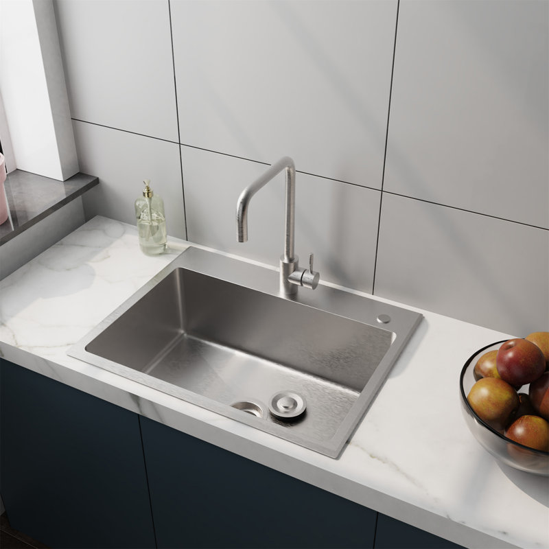 24In Stainless Steel Washing Sink W/ Faucet Hoses And Drain Head Only
