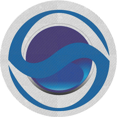 Tapis rose/bleu à motifs