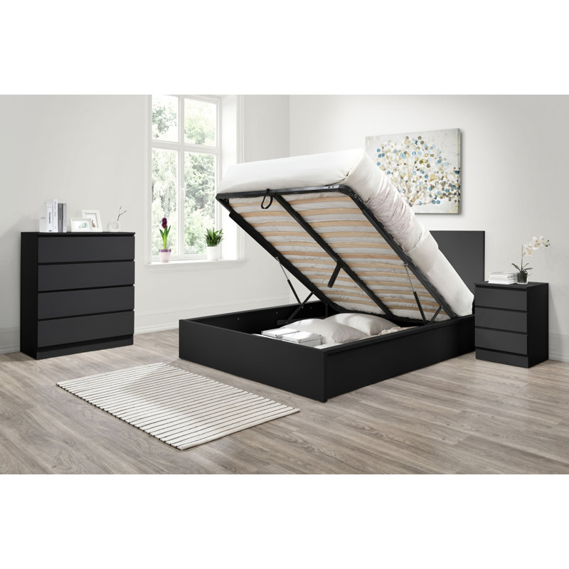 Marqita Ottoman Bed, Black, Double (4'6)