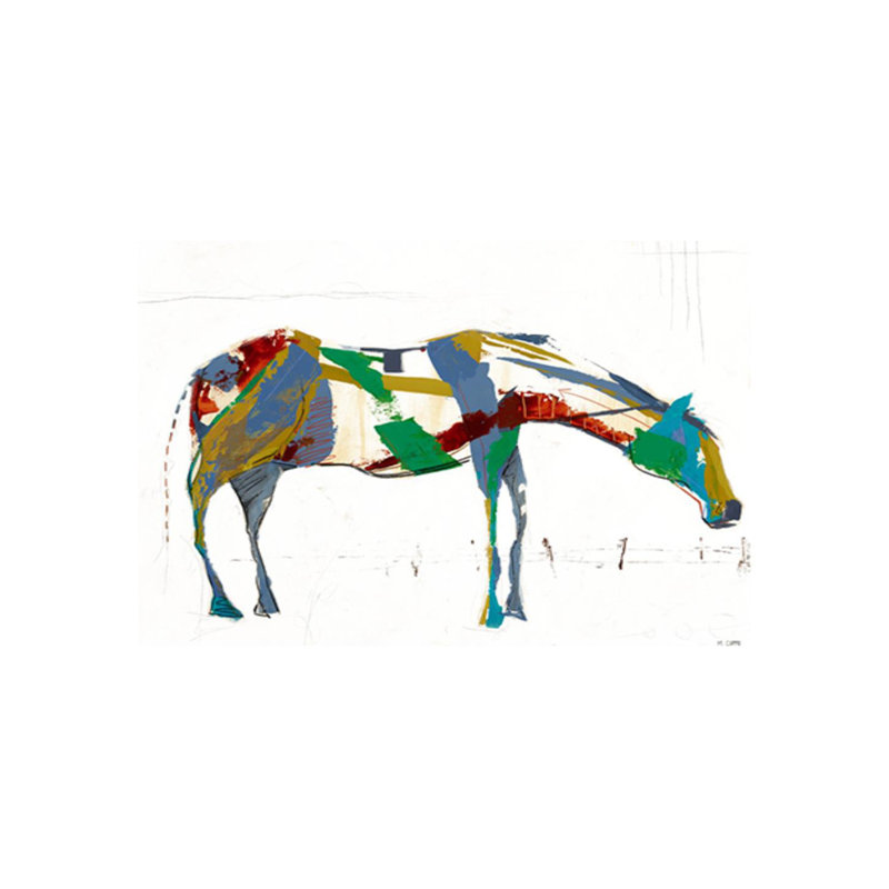 Painted Horse Alone Print by Milton Coppo, Glass Coat, 24" H x 36" W x 1.5" D