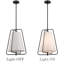 Luminaire suspendu vintage noir avec tissu en lin blanc-316961251