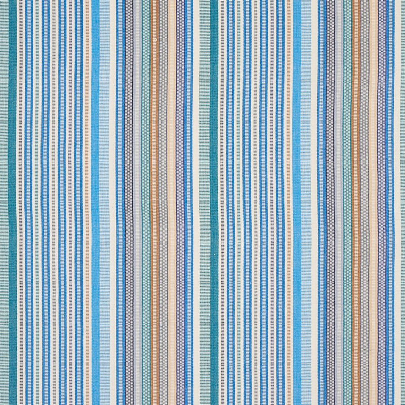 Schumacher x A Rum Fellow Ripple Hand Woven Stripe Fabric, Surf