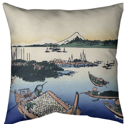 Coussin décoratif Katsushika Hokusai Tsukuda dans la province de Musashi