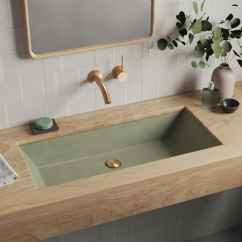 Arcata 30" Undermount Concrete Trough Bathroom Sink, Sage