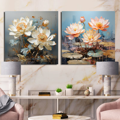 Lotus Pond Blooms Come Alive - lot de 2 lotus carrés
