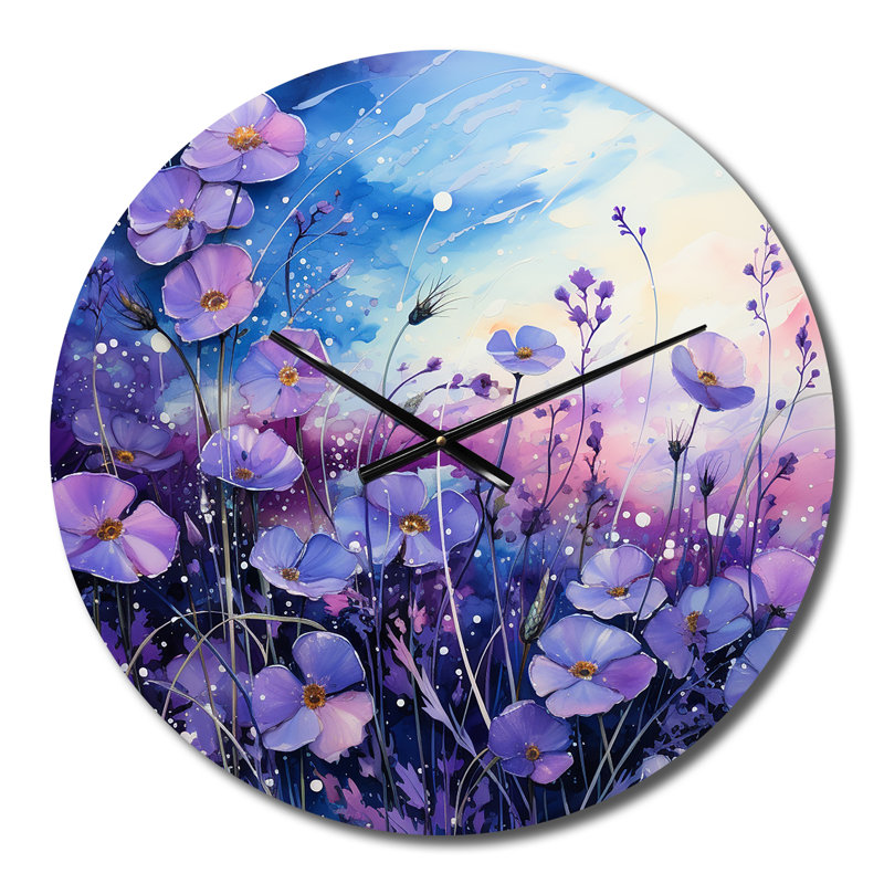 Horloge murale violets Field Pointillism Dot III, Moyenne