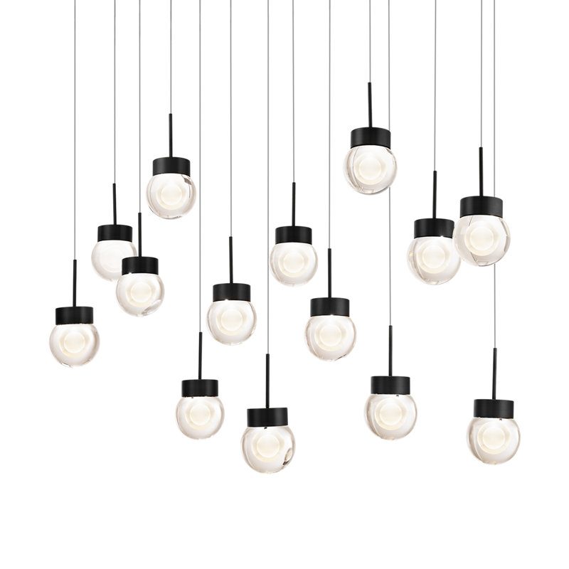 Double Bubble - Light LED Cluster Pendant, Black, 5.5" H x 41.75" W x 11.25" D, 23