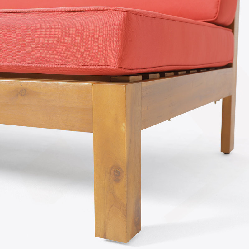 BANC D'ANGLE EN X AVEC TABLE BASSE, ROUGE