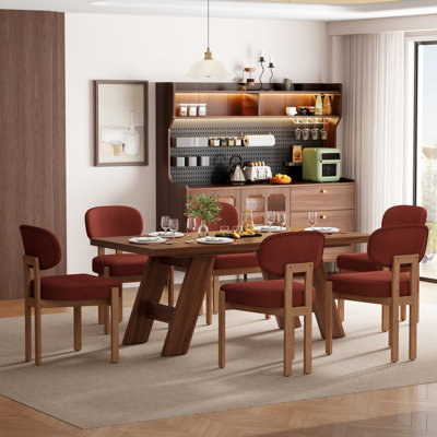 Ensemble de table de salle à manger 6 personnes Dearing avec table rectangulaire et 4 à 6 chaises rembourrées