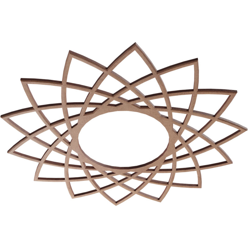 Médaillon de plafond en bois ajouré 20 "x P 7" ID x 1/4 "T Eleanor, Bois (qualité peinture), H 18 po x l 18 po x P 0,38 po