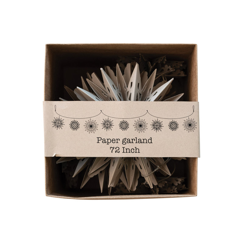 Paper Folding Snowflake Garland In Kraft Box, Gray