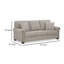 Canapé Gael, polyester gris beige, garniture cloutée brun foncé 87 po