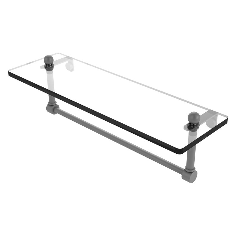 Ballenas Bracket Shelf with Towel Bar, 16", Matte Gray