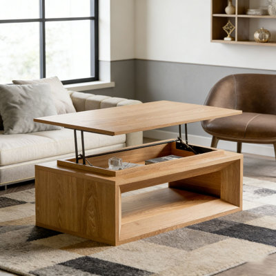 Table basse à plateau relevable 43,3 po avec rangement