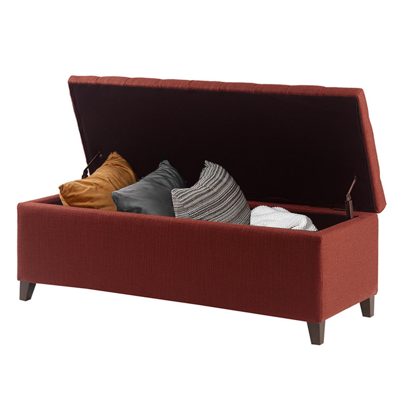 Jahmere Polyester Upholstered Storage Bench, Rust Red