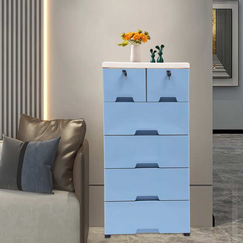 6 Drawer Storage Drawer, Blue