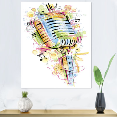 Microphone musical, dessin abstrait - peinture