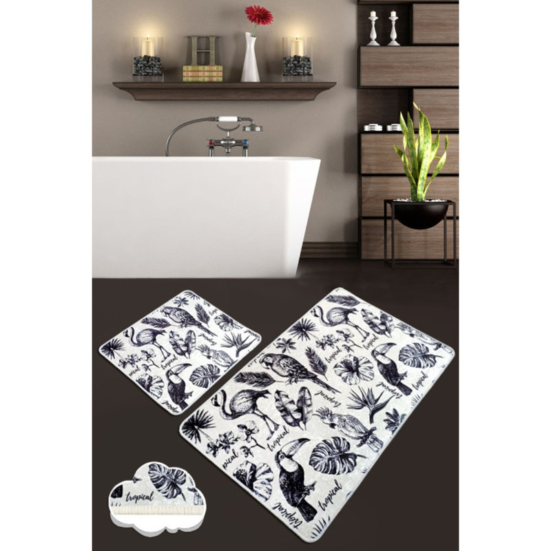 Ensemble de tapis de bain de qualité supérieure (2 pièces) en polyester antibactérien de 23,6 po x 39,4 po et de 19,7 po x 23,6 po | Dessous antidérapant, 700 g / m² | Lavable à la machine, doux et durable pour le confort de la salle de bain, design élégant et fonctionnel