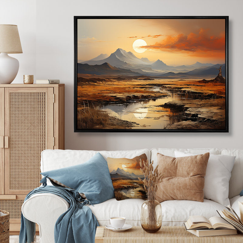 " Volcano Volcanic Vista ", Black Floater Framed, 34" H x 44" W x 1.5" D
