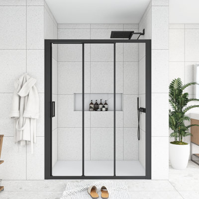 56''-60'' W X 70'' H Sliding Framed Shower Door In Matte Black Finish