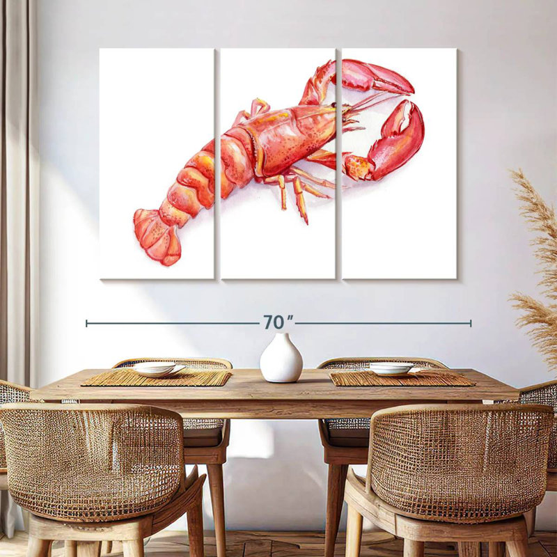 Brampt Vibrant Lobster, 42" H x 65" W