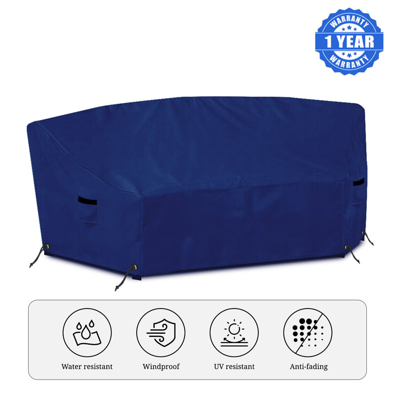Weatherproof Patio Curved Sectional Sofa Cover, Afrahim Curved Patio Sofa Cover, Cover for Curved Sofa, Blue