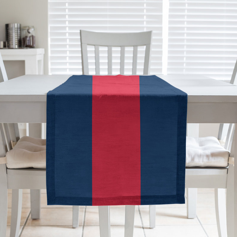 Miami Basketball Table Runner, 72" L x 16" W, Navy Blue/Red/Navy Blue, Cotton Twill