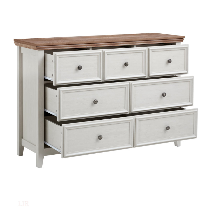 Grita Faux Wood 7-Drawer Dresser, Brown/Beige