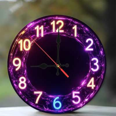Neon Style Clock Face Numbers Ring