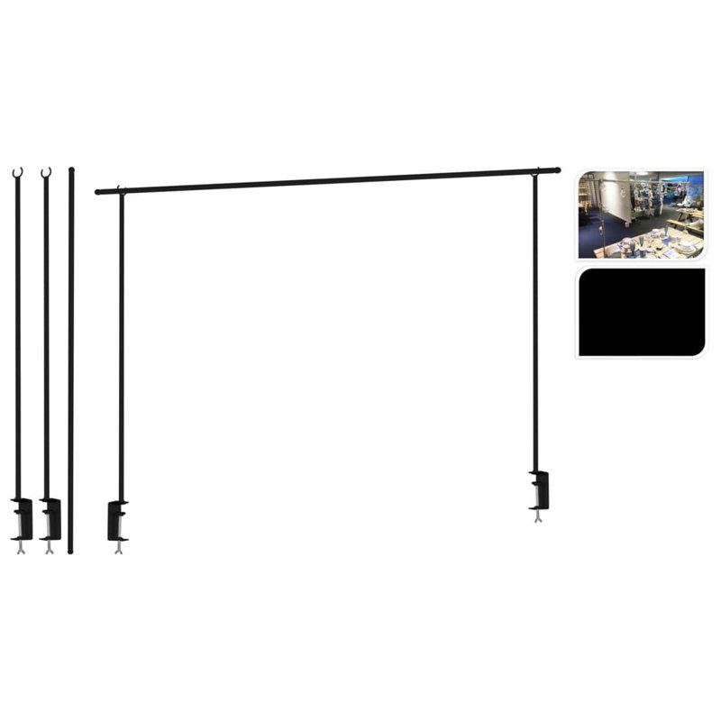 ProGarden Decoration Table Rod with Table Clamp Metal, Black