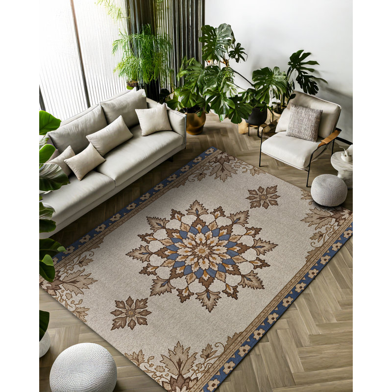 Tapis marocain beige en coton et polyester à imprimé numérique Madeline Collection, Tapis de couloir 2 pi 8 po x 8 pi 3 po
