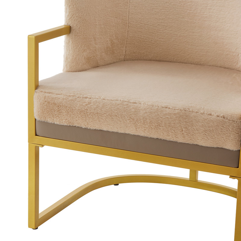 Chaise de lecture rembourrée avec fauteuil en métal doré moderne Modern Accent Chair, Brown