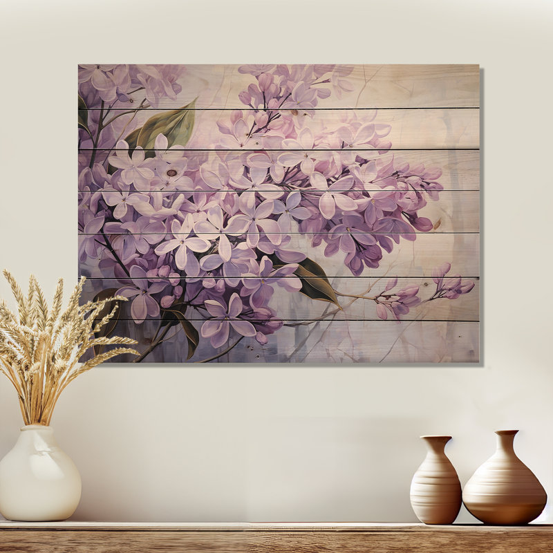 Pastel Lilac Dreams - lilas, art mural sur bois de pin naturel, H 30 po x l 40 po