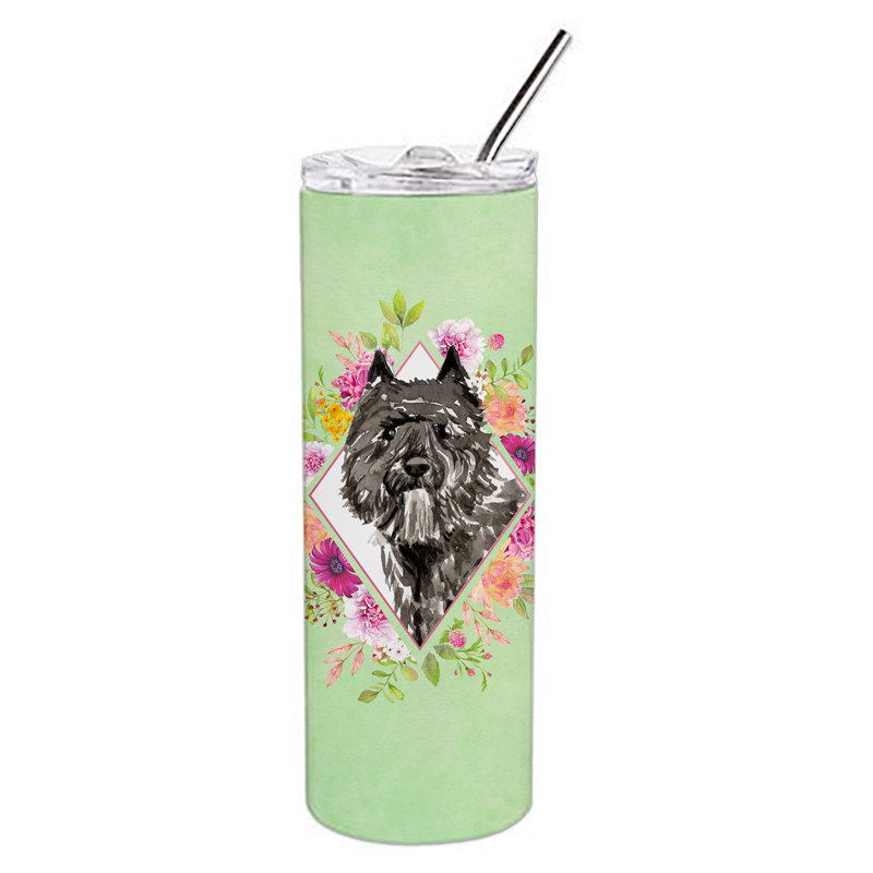 E23BF9F8391D466E9CA4F8DFEBD9A7DB de verre 20 oz à double paroi en acier inoxydable chiot, Bouvier des Flandres, Vert