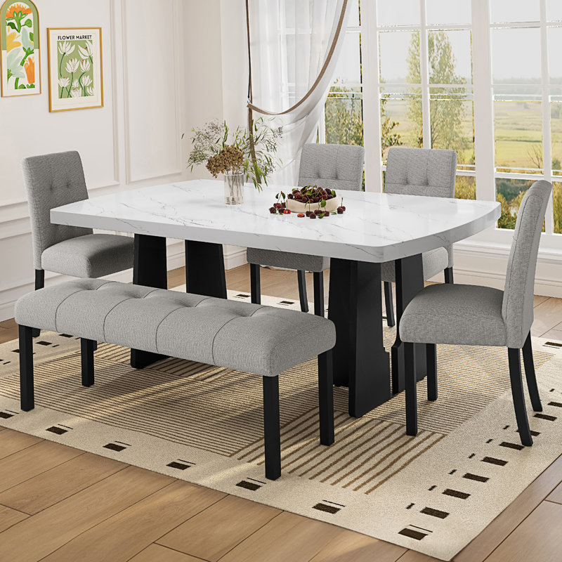 Banc de salle à manger capitonné Modern, Gris