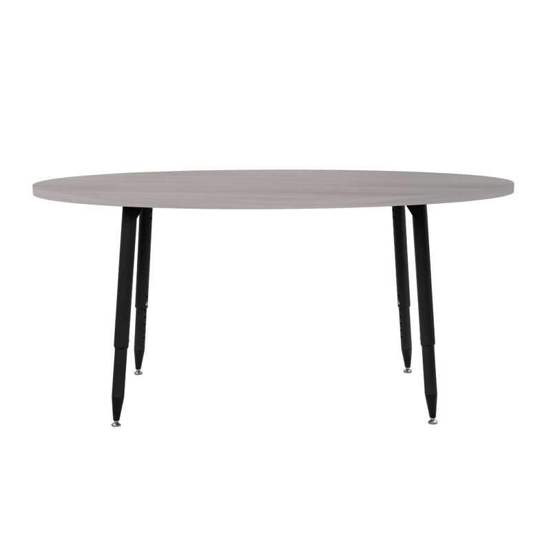 Table d'activité Adapte 30 x 60 ovale en grain de bois avec pieds ajustables, Bois gris clair, Noir