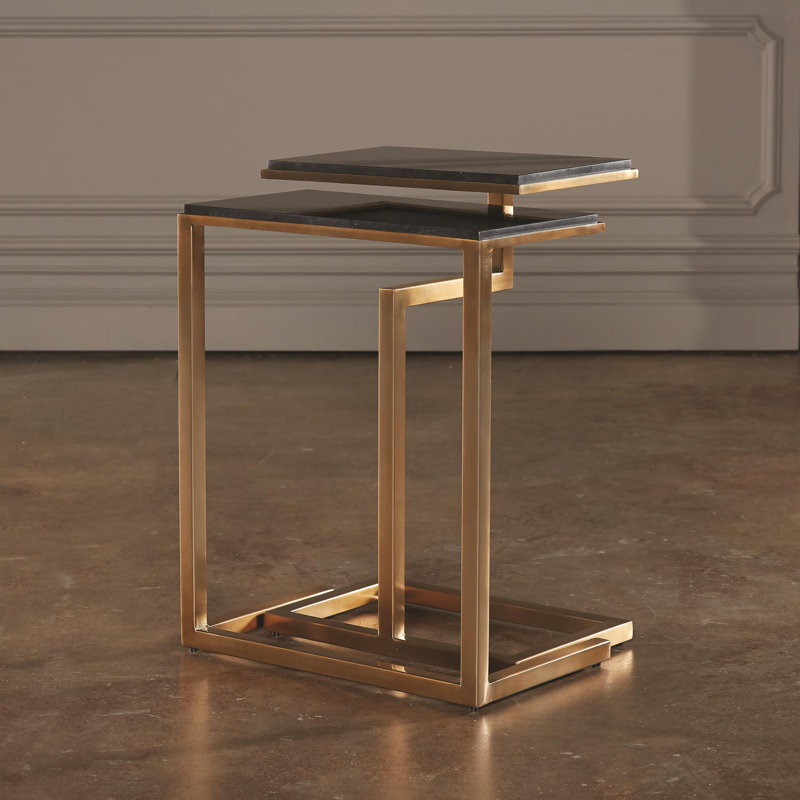 Marble Nesting End Table, Brass
