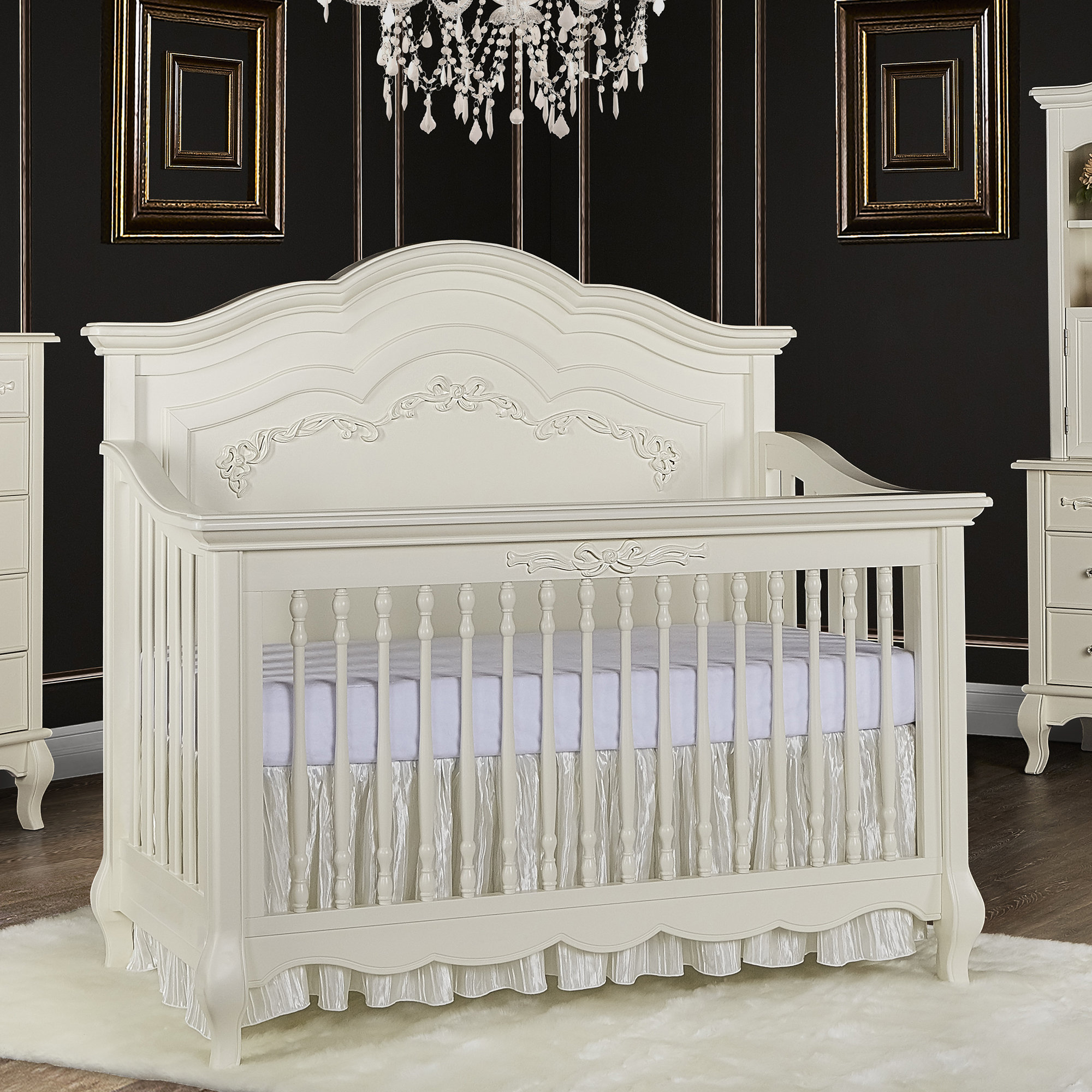 Evolur Aurora Crib Ivory Lace Convertible Crib Evolur Aurora Ivory