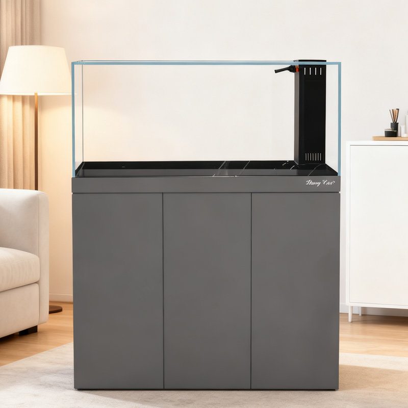 Aquarium sud-américain écologique en verre ultra transparent, Gris