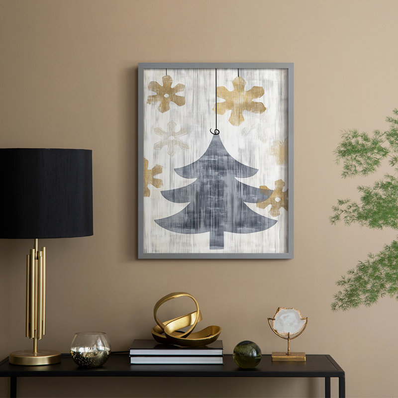 «Christmas Holiday Art CMXLVII», reproduction d'art encadrée - bois massif, Gris, H 11 po x l 9 po
