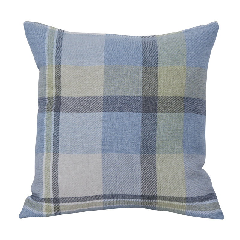 Avarayr Chequered Square Single Filled Scatter Cushion, Duck Egg