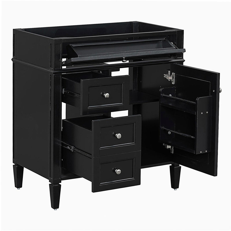 30'' Bathroom Vanity without Top Sink, Modern Bathroom Storage Cabinet with 2 Drawers and a Tip-out Drawer (NOT INCLUDE BASIN)