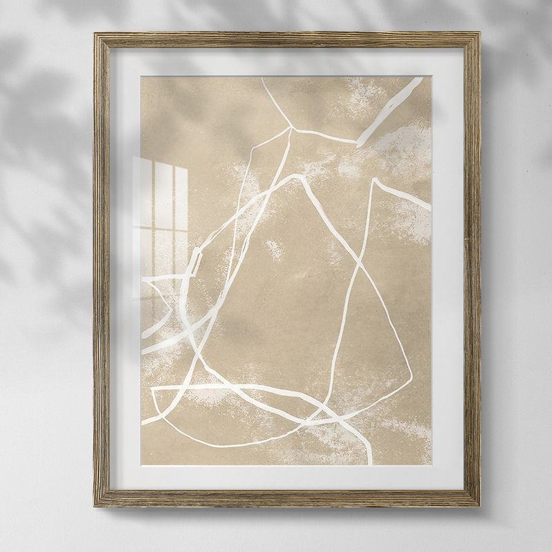 Fil neutre I, Blanc, Papier avec cadre noyer