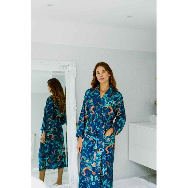 Mid-Calf Bathrobe with Pockets, L