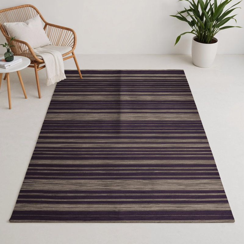 Tapis intérieur / extérieur mauve HorizontalStripes, Rectangle 9 pi x 12 pi