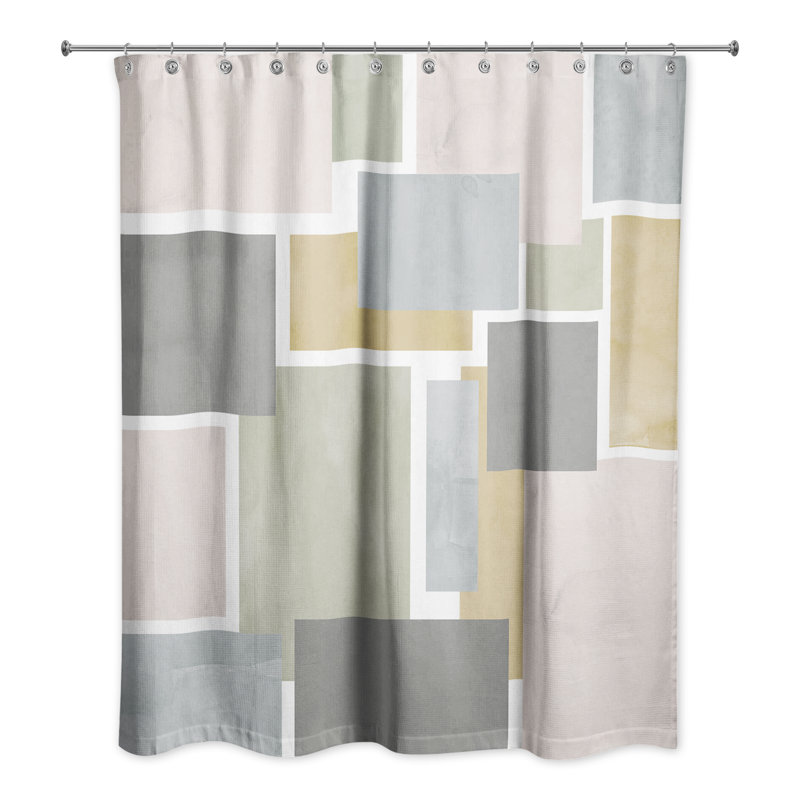 Janyus Abstract Shower Curtain with Hooks Included