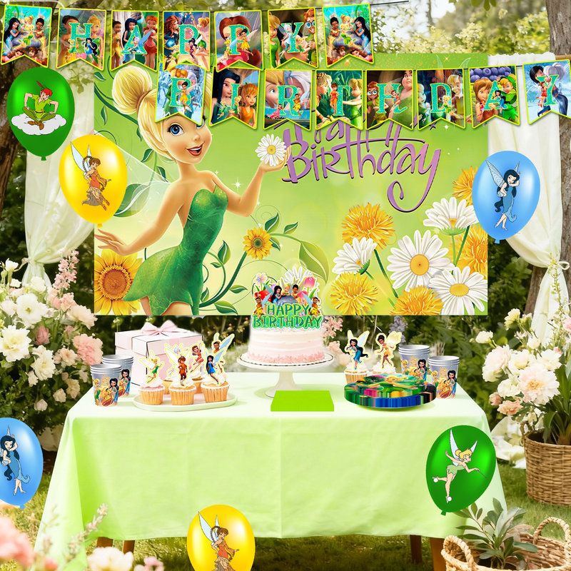 Tinkerbell Birthday Party Decorations, 112 Pcs Tinkerbell Party Supplies & Tinkerbell Party Tableware for Kids Set