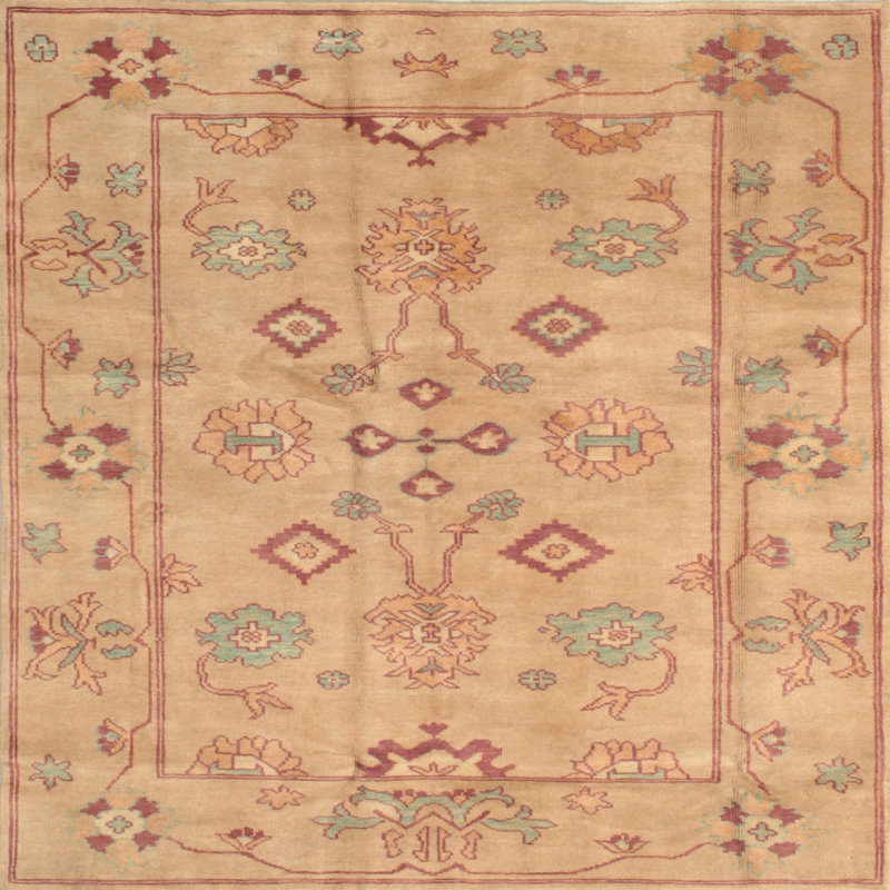 Tapis traditionnel brun clair Enely, Carré 6 pi