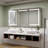 48 In. W X 30 In. H Rectangular Silver Aluminum Recessed/Surface Mount Lighted Medicine Cabinet With Mirror And Clock
