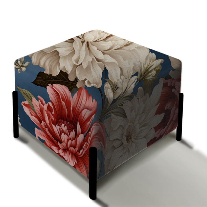 Motif floral rouge et blanc - repose-pieds carré floral
